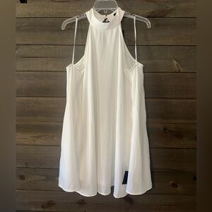NWT LULU’S White Halter Cold-Shoulder Swing Dress